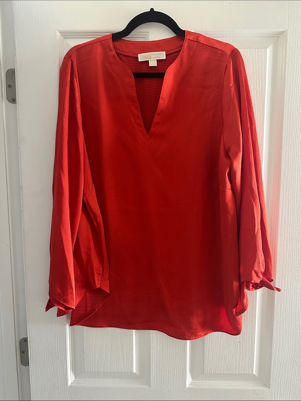 Michael Kors Orange V-Neck Tie-Sleeve Tunic